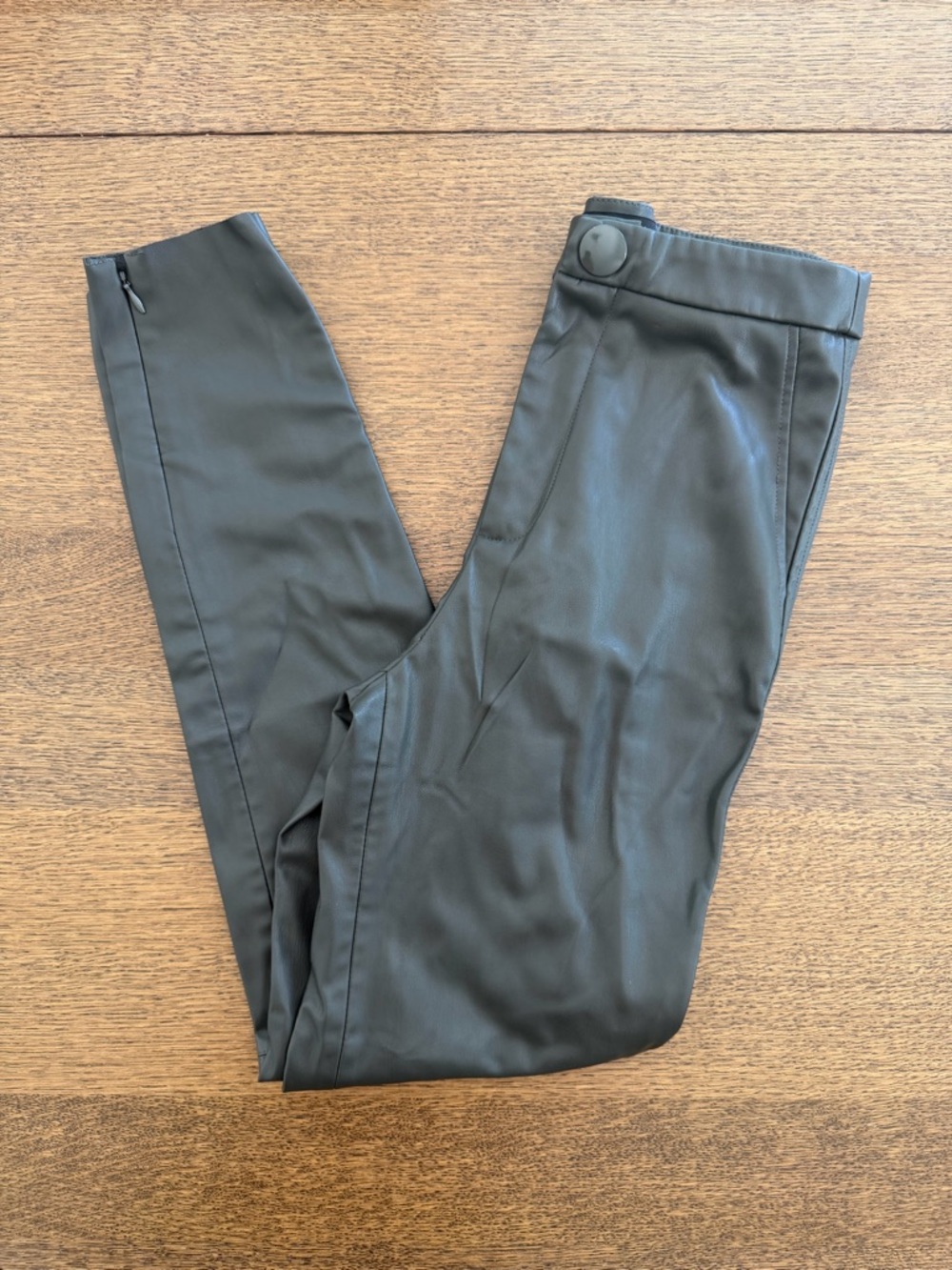 Zara Olive Green Faux Leather Pants